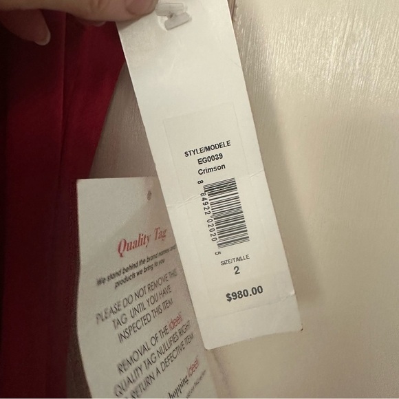 Badgley Mischka Dress Crimson Red Maxi Silk Formal High Low Prom Size 2 - Picture 9 of 16